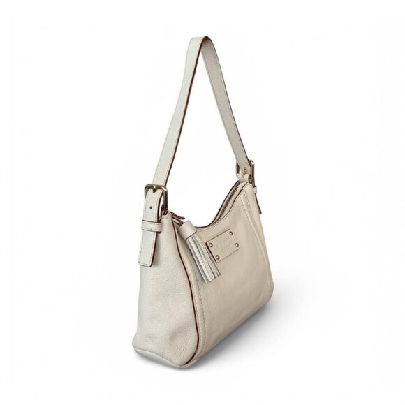 Vintage Kate Spade Cream Leather Shoulder Bag with Tassel - Picture 3 of 6